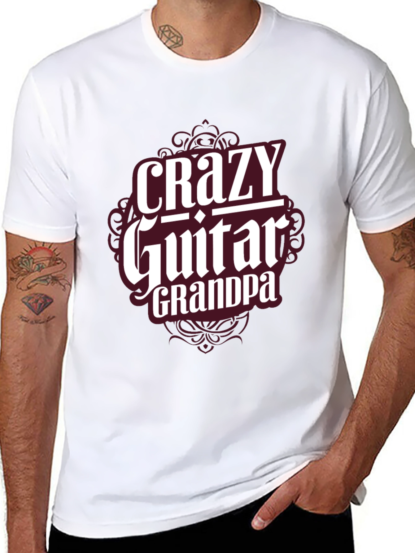 Crazy Guitar Grandpa T-Shirt - Musician Grandfather Tee