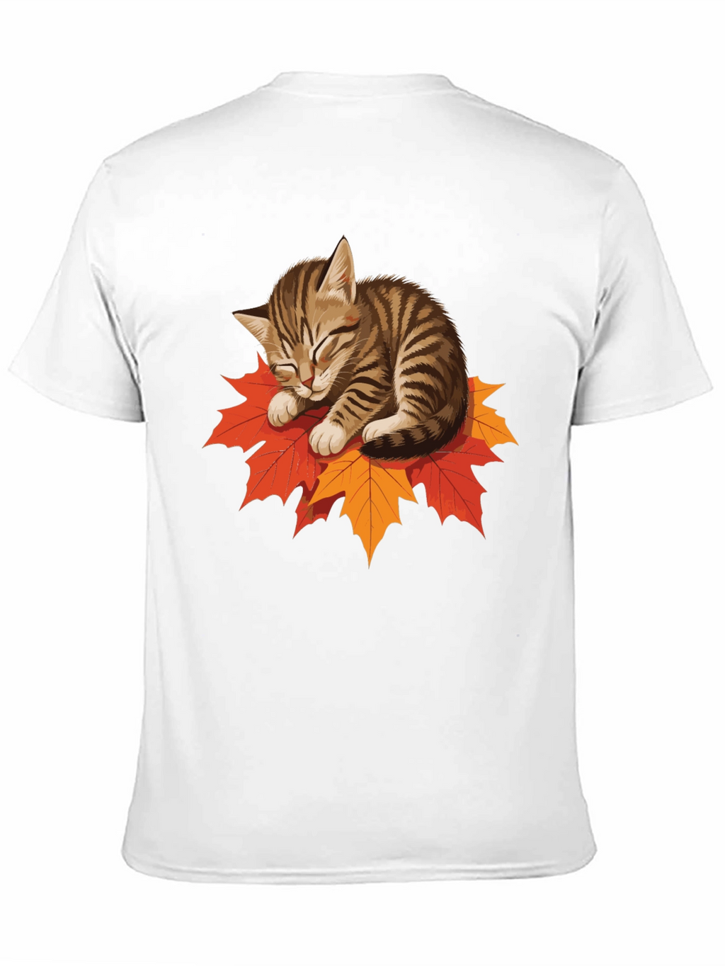 Cute Cat on Leaves Graphic Tee