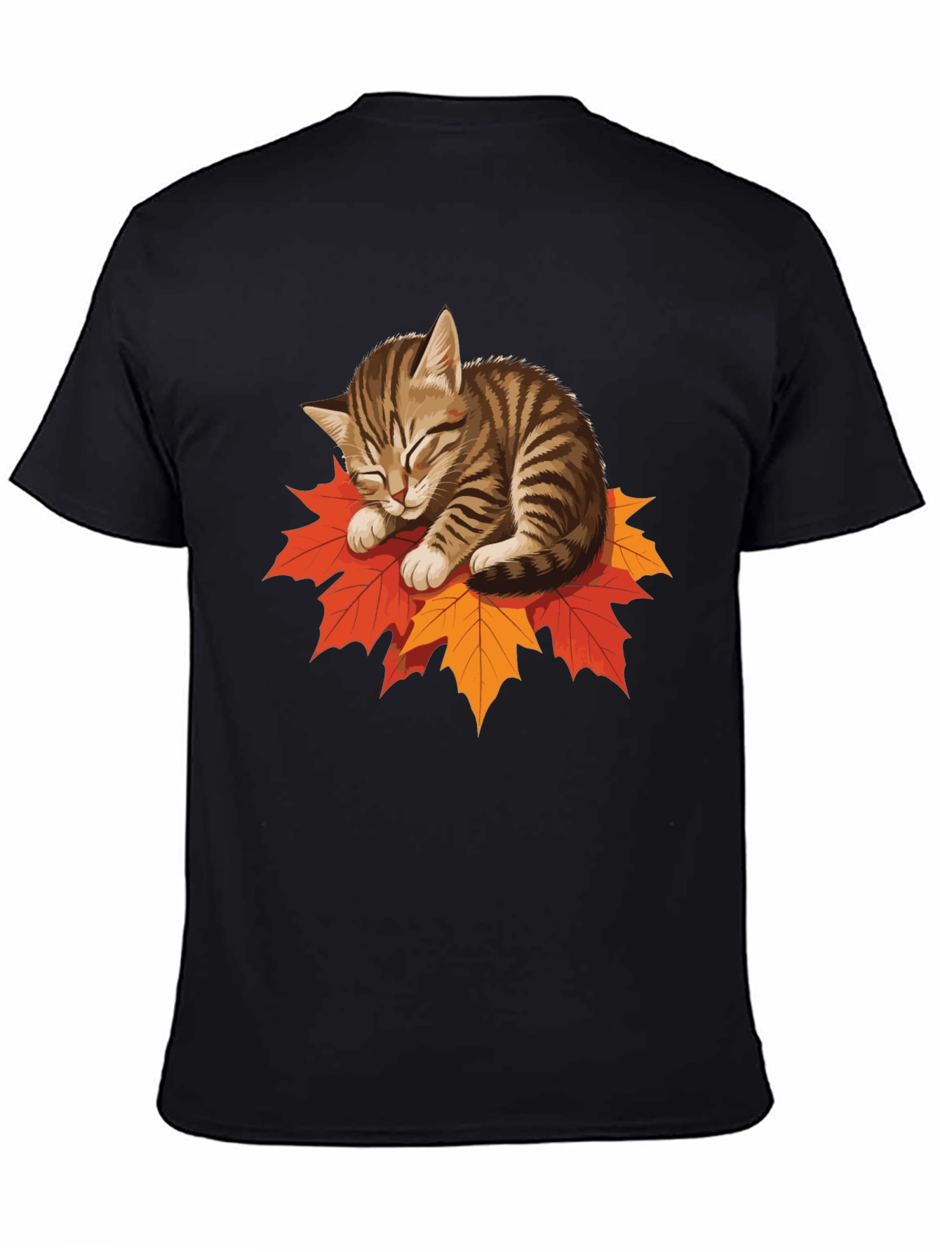 Cute Cat on Leaves Graphic Tee