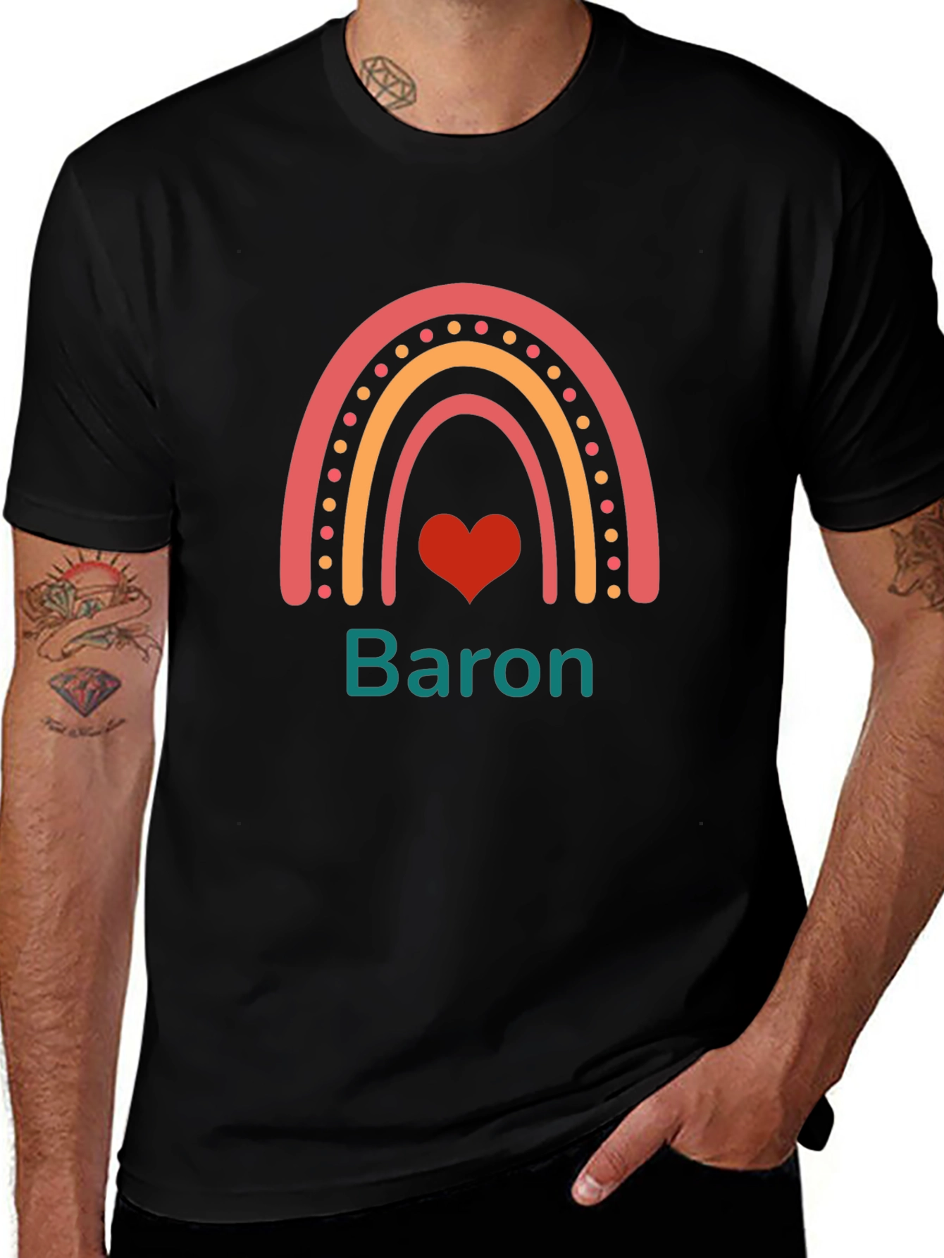 Baron Rainbow Heart Personalized T-Shirt