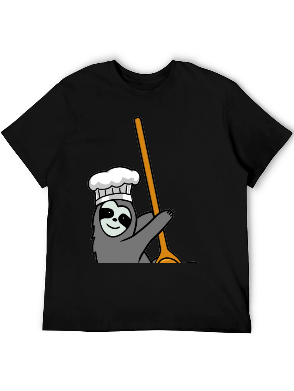 Chef Sloth Graphic Tee - Black Cotton T-Shirt