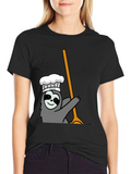 Chef Sloth Graphic Tee - Black Cotton T-Shirt