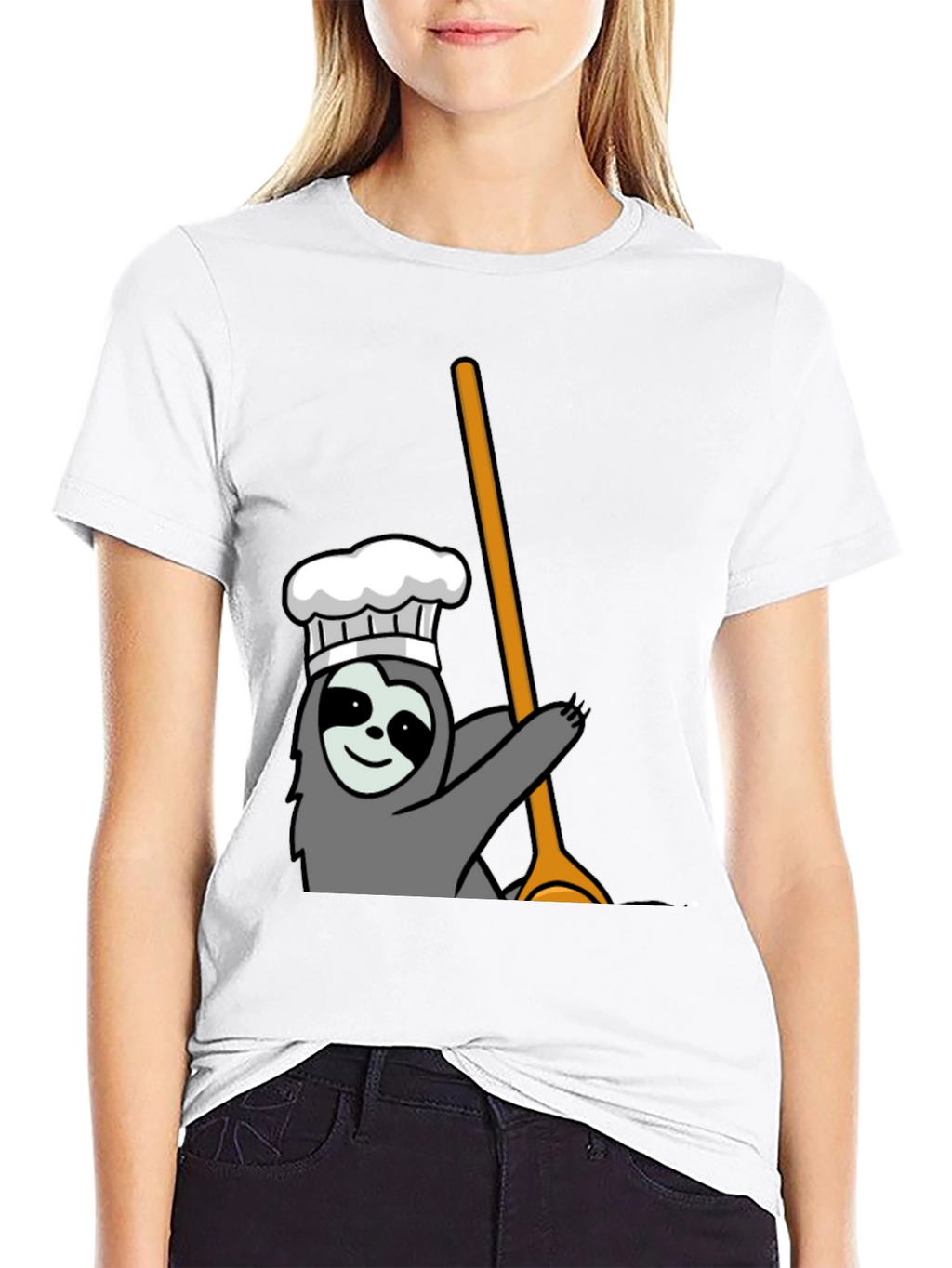 Chef Sloth Graphic Tee - Black Cotton T-Shirt