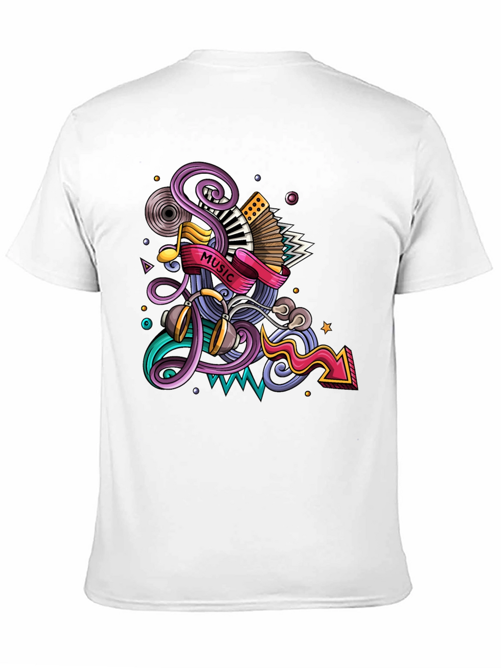 Music Mania Graphic Tee - Black Cotton Comfort