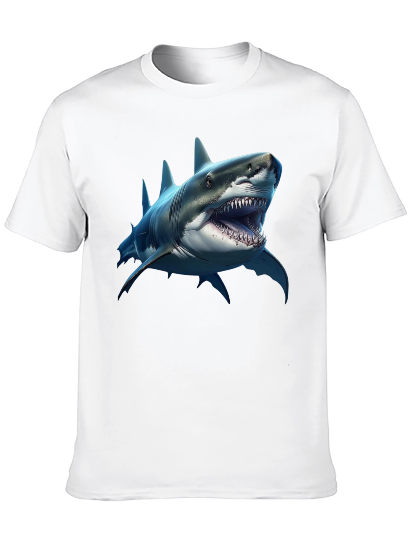 Shark Graphic Print Black Crew Neck T-Shirt