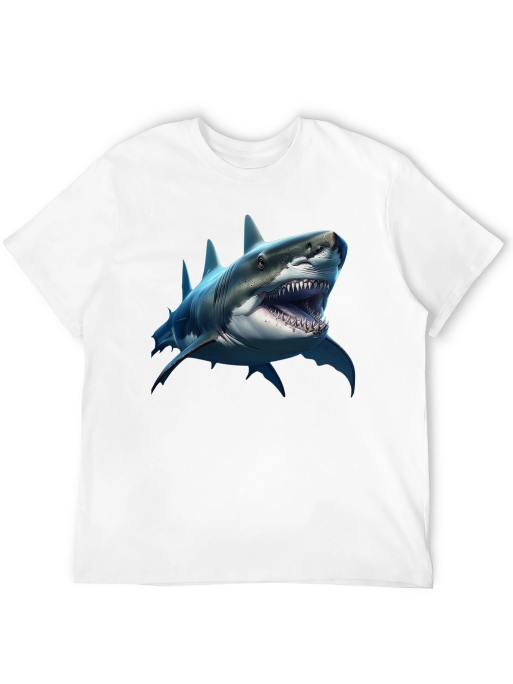 Shark Graphic Print Black Crew Neck T-Shirt