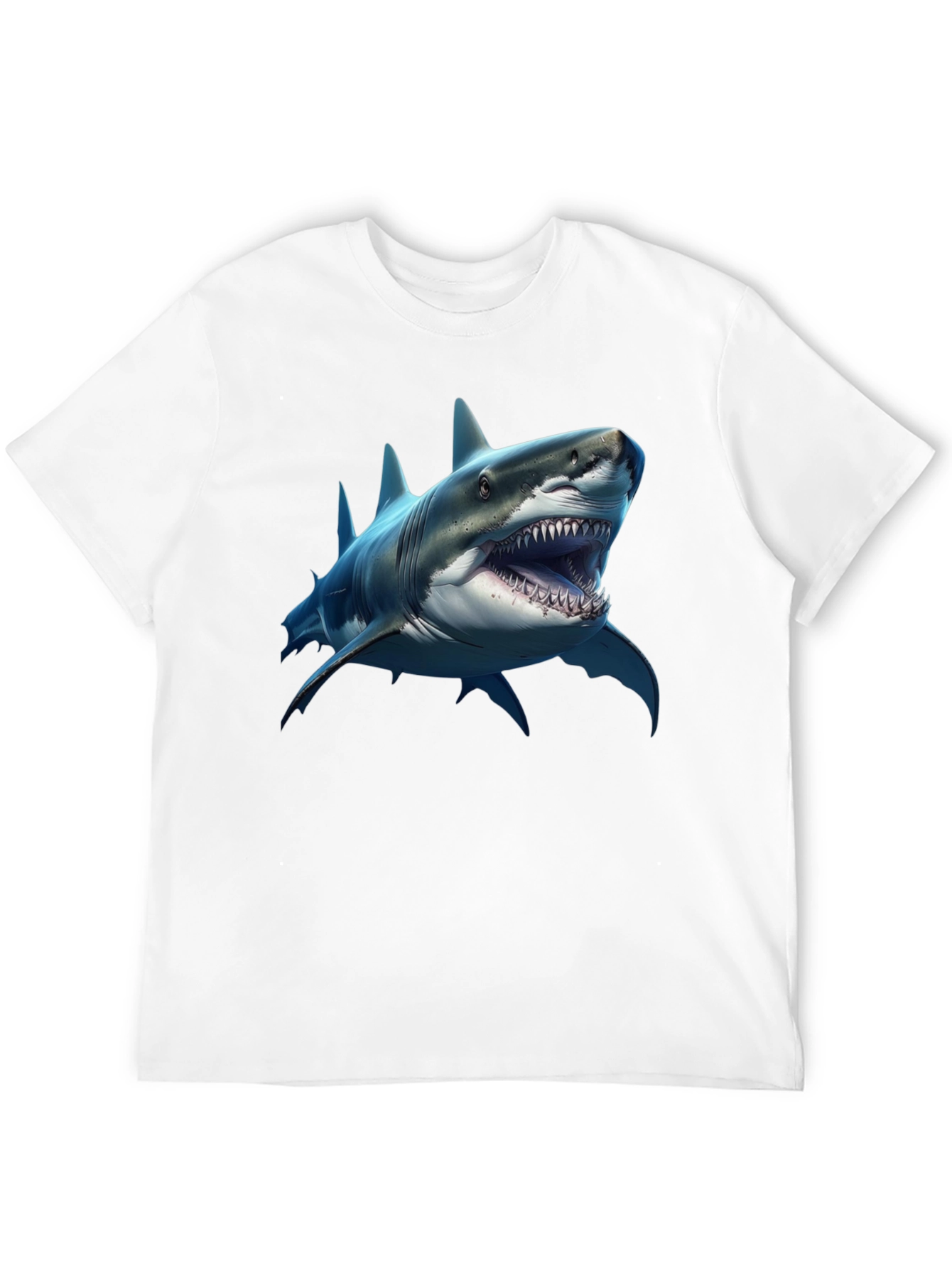 Shark Graphic Print Black Crew Neck T-Shirt