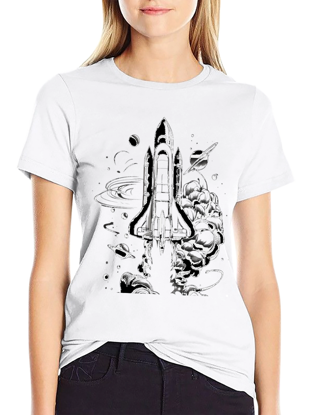 Space Shuttle Graphic Print T-Shirt