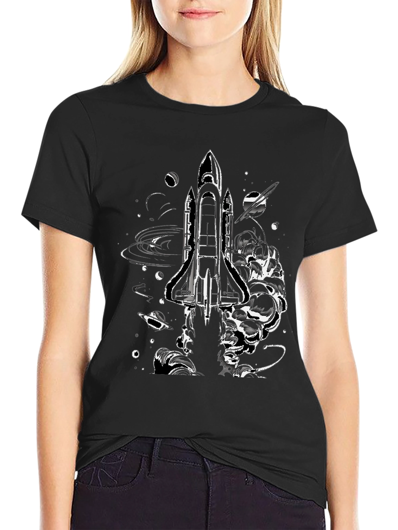 Space Shuttle Graphic Print T-Shirt