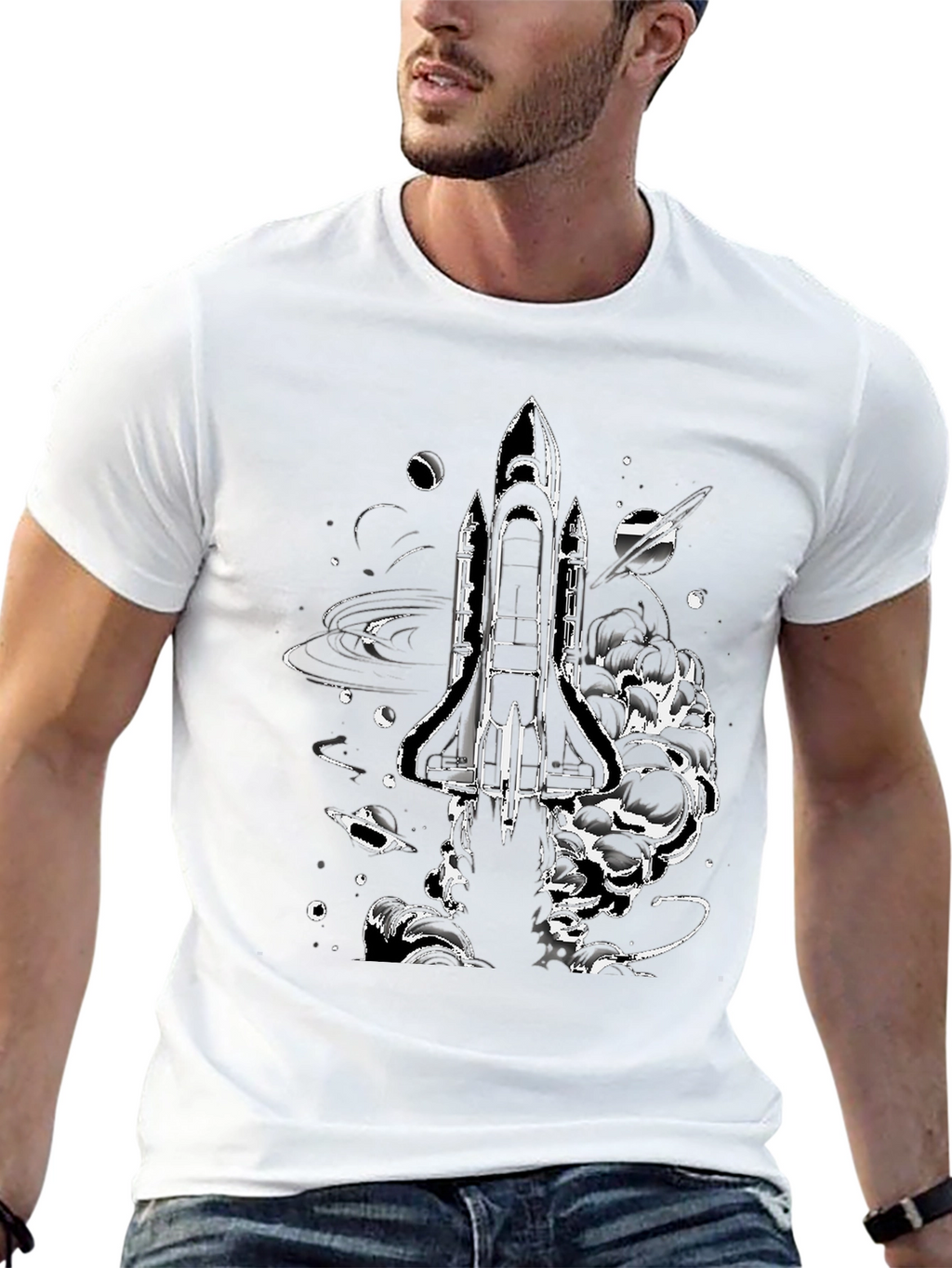 Space Shuttle Graphic Print T-Shirt