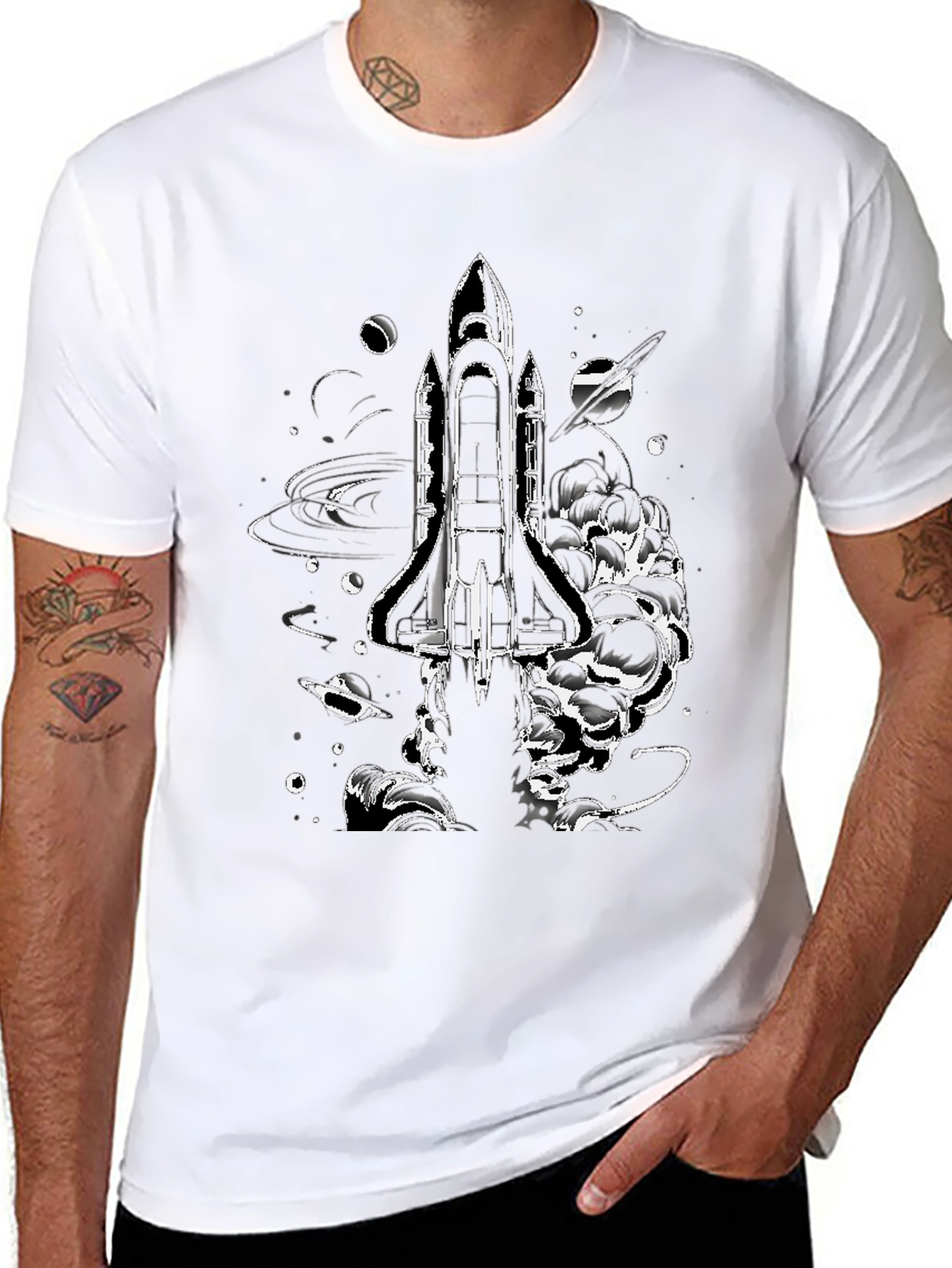 Space Shuttle Graphic Print T-Shirt