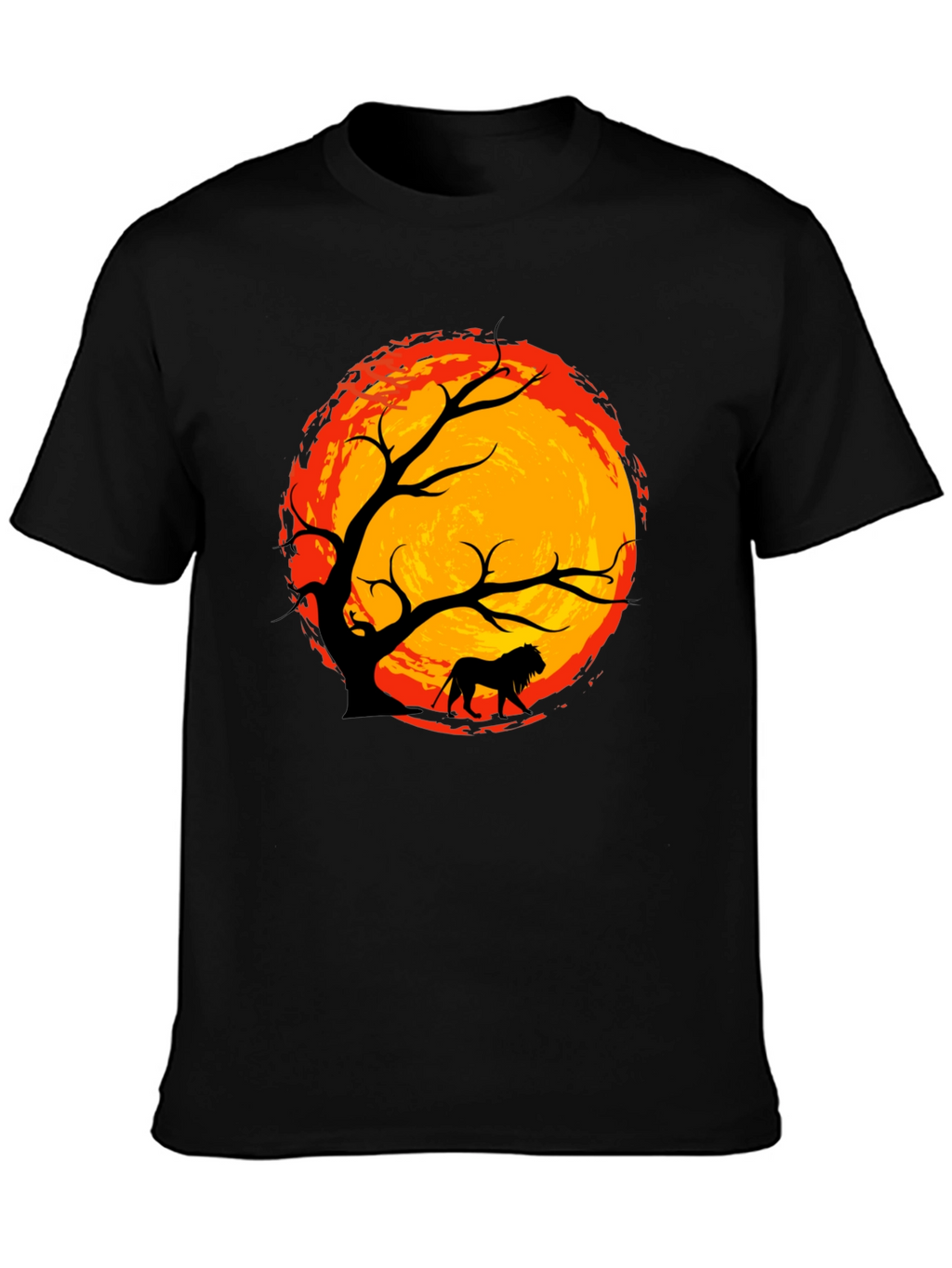 Lion Silhouette Tree Graphic Tee - Black