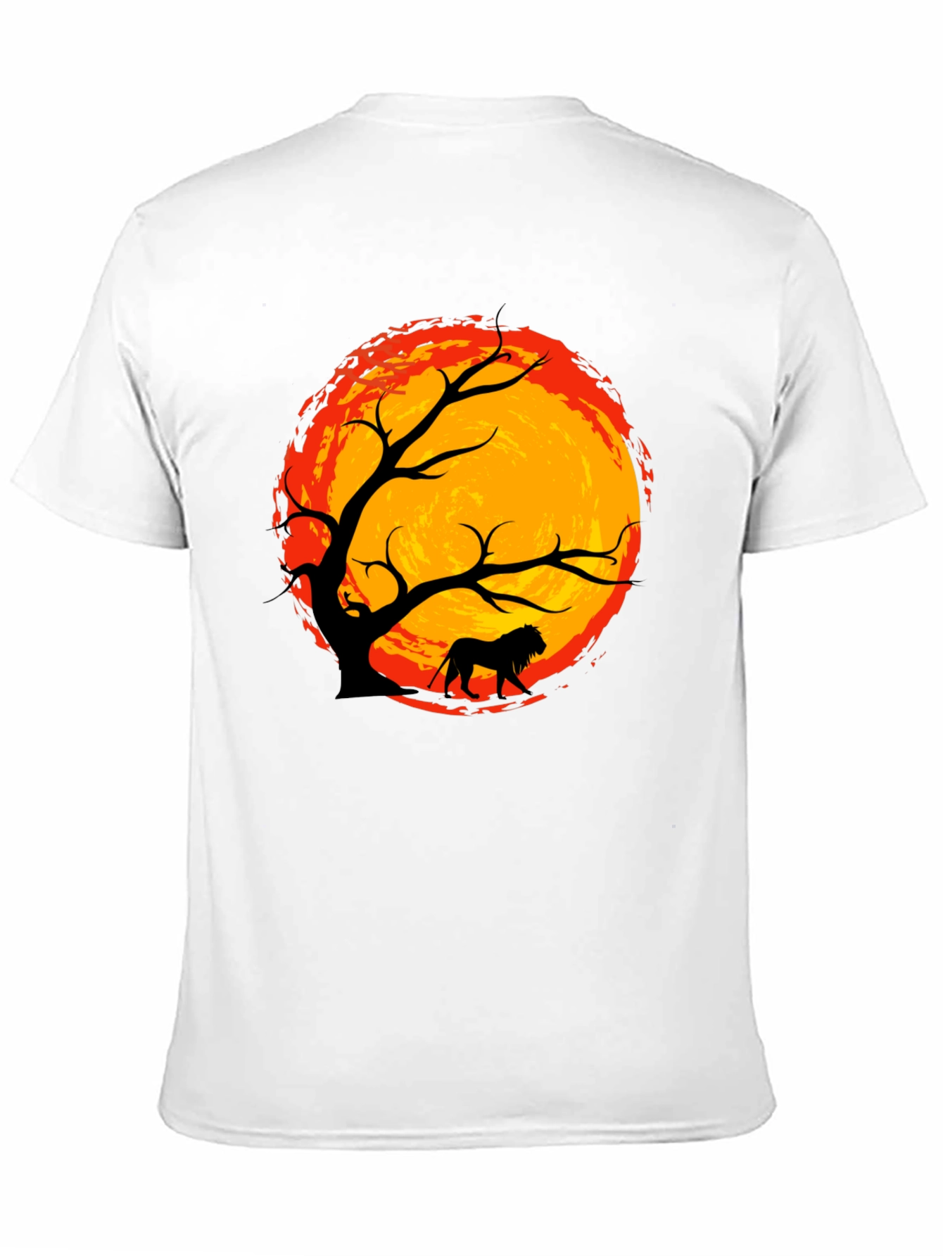 Lion Silhouette Tree Graphic Tee - Black