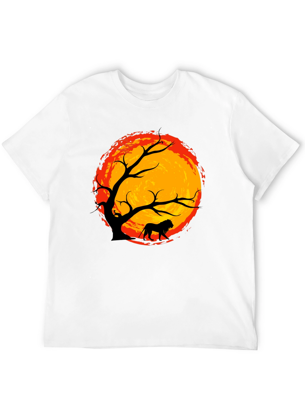 Lion Silhouette Tree Graphic Tee - Black