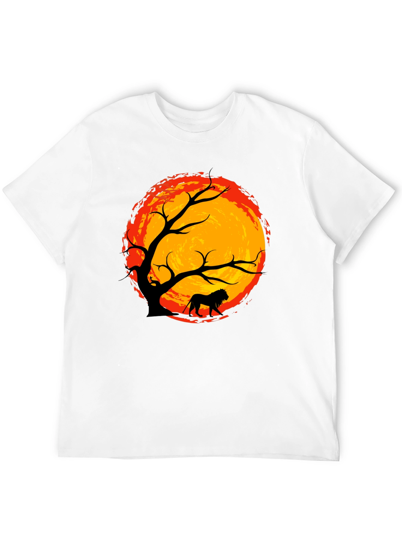 Lion Silhouette Tree Graphic Tee - Black