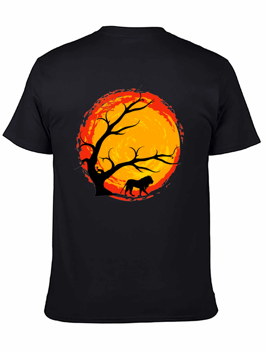 Lion Silhouette Tree Graphic Tee - Black