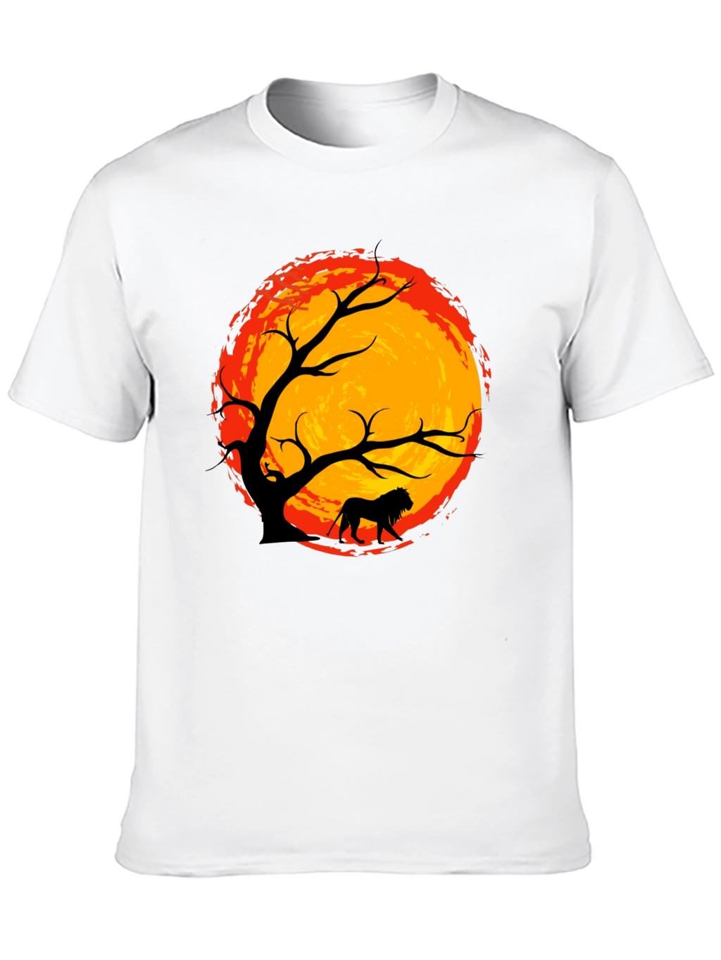 Lion Silhouette Tree Graphic Tee - Black