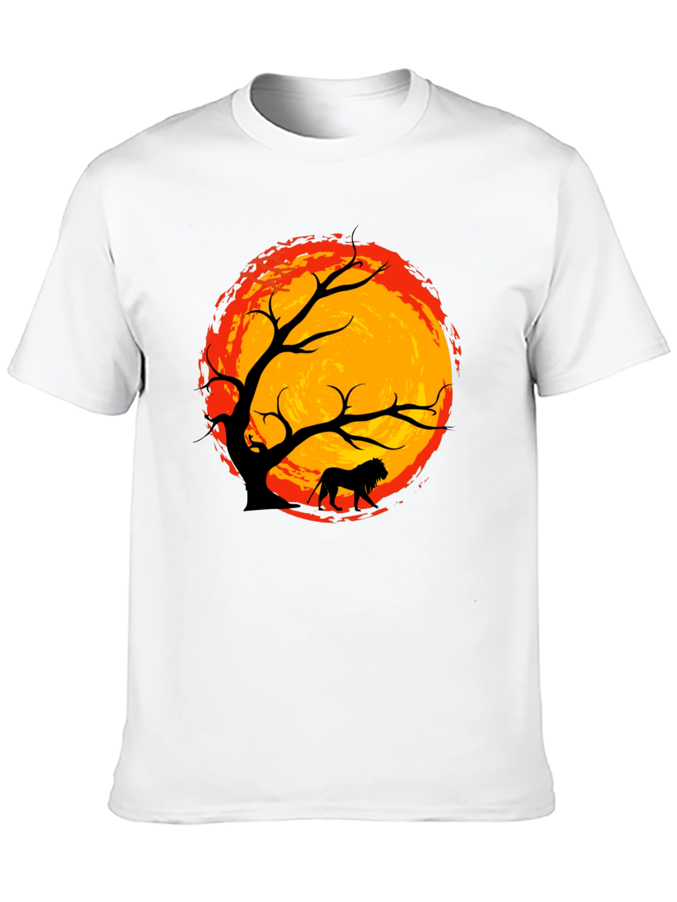 Lion Silhouette Tree Graphic Tee - Black