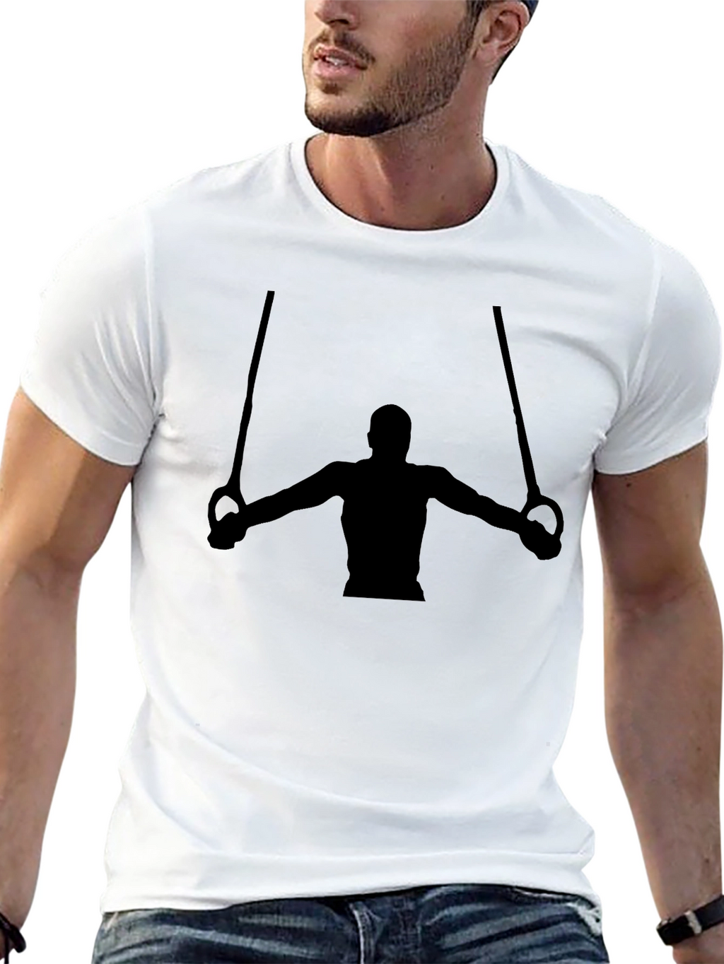 Gymnast Rings Graphic T-Shirt - Black Cotton