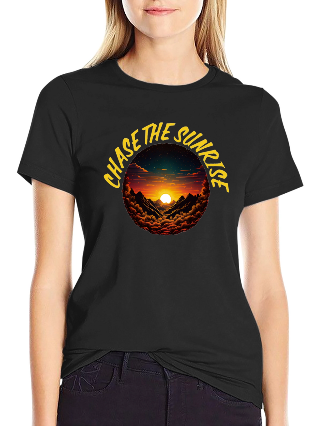 Chase the Sunrise Graphic Tee - Black