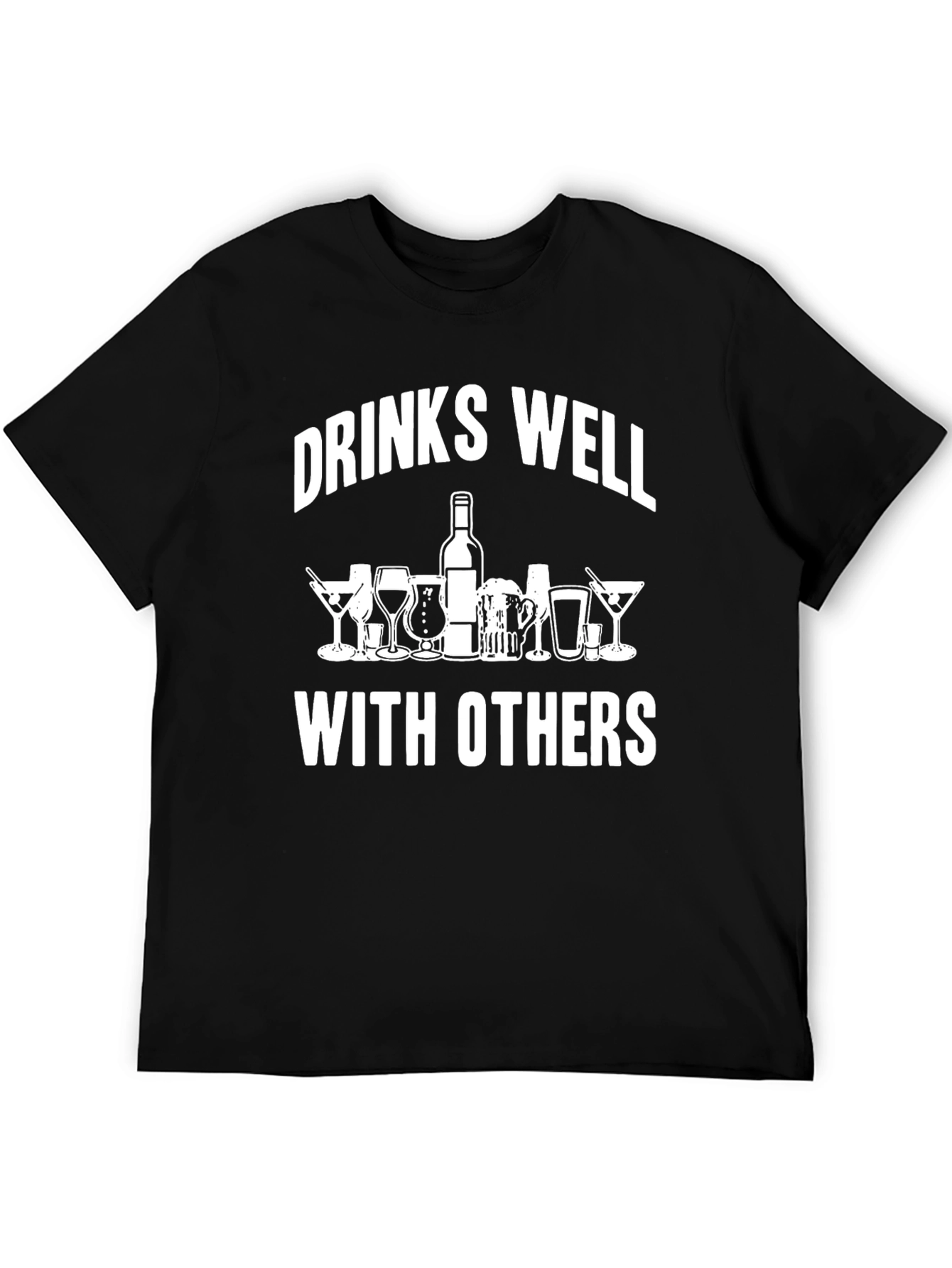 Drinks Well With Others Graphic Tee - Black