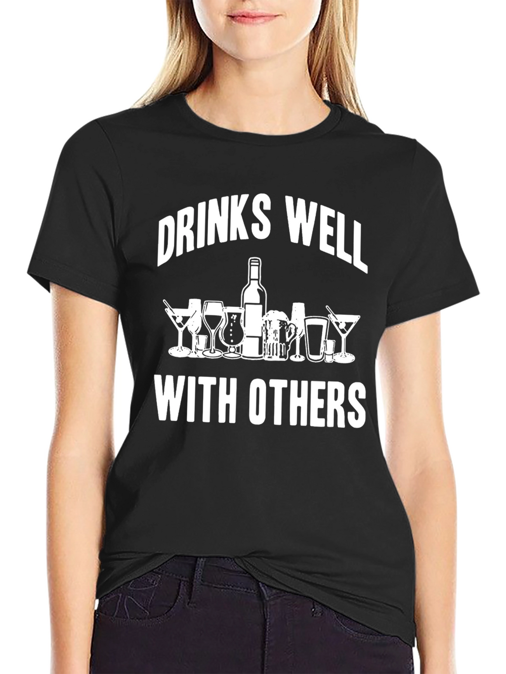Drinks Well With Others Graphic Tee - Black