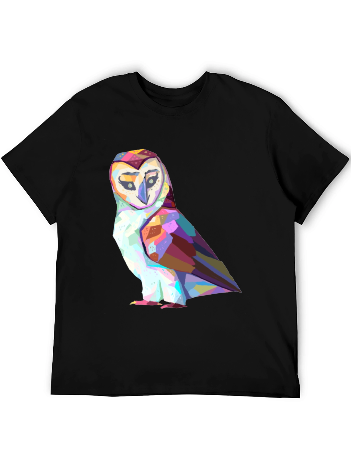 Geometric Owl Graphic Tee - Stylish Black T-Shirt