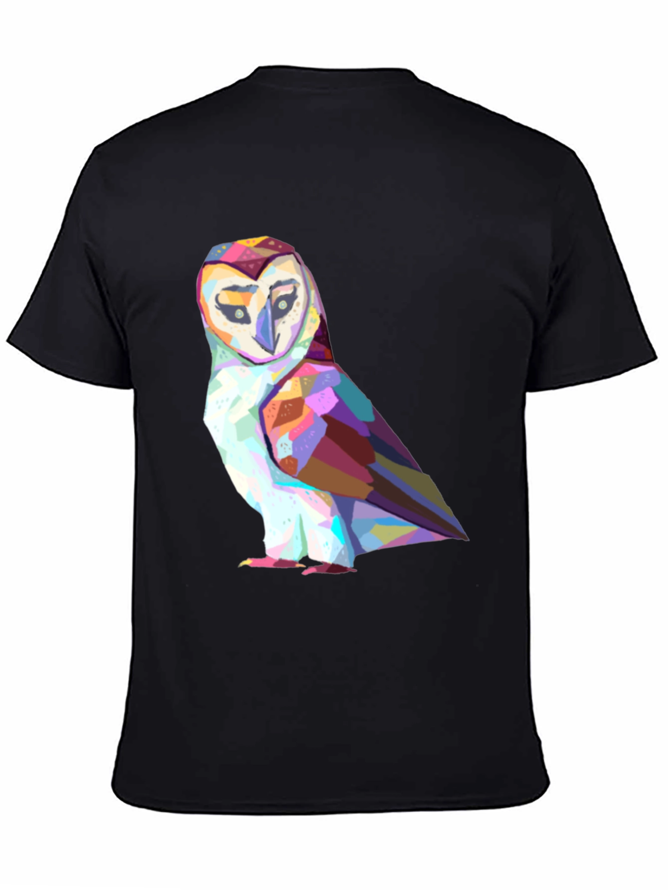 Geometric Owl Graphic Tee - Stylish Black T-Shirt