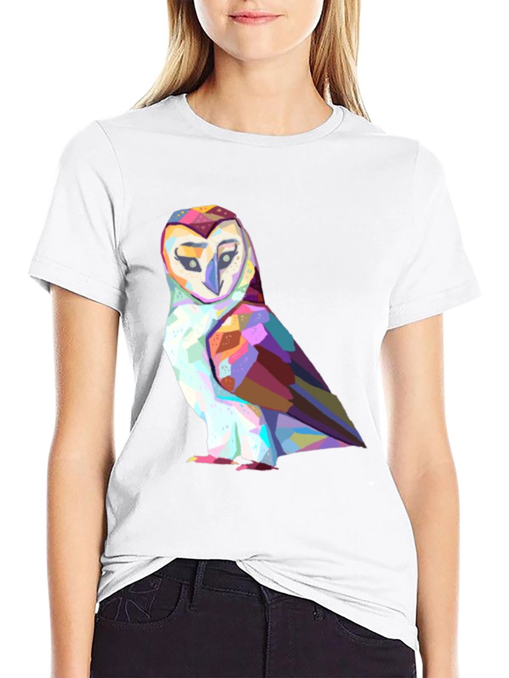 Geometric Owl Graphic Tee - Stylish Black T-Shirt
