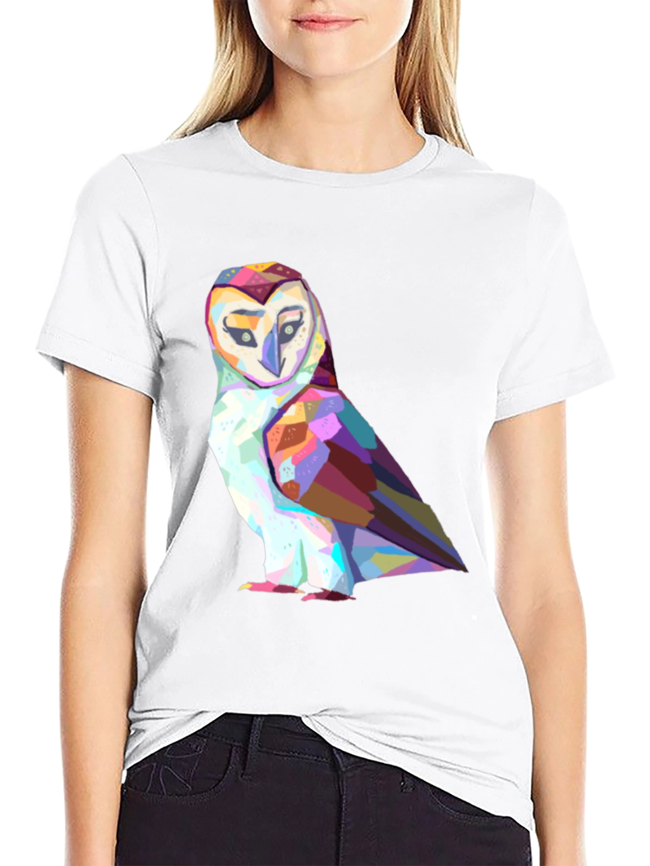 Geometric Owl Graphic Tee - Stylish Black T-Shirt