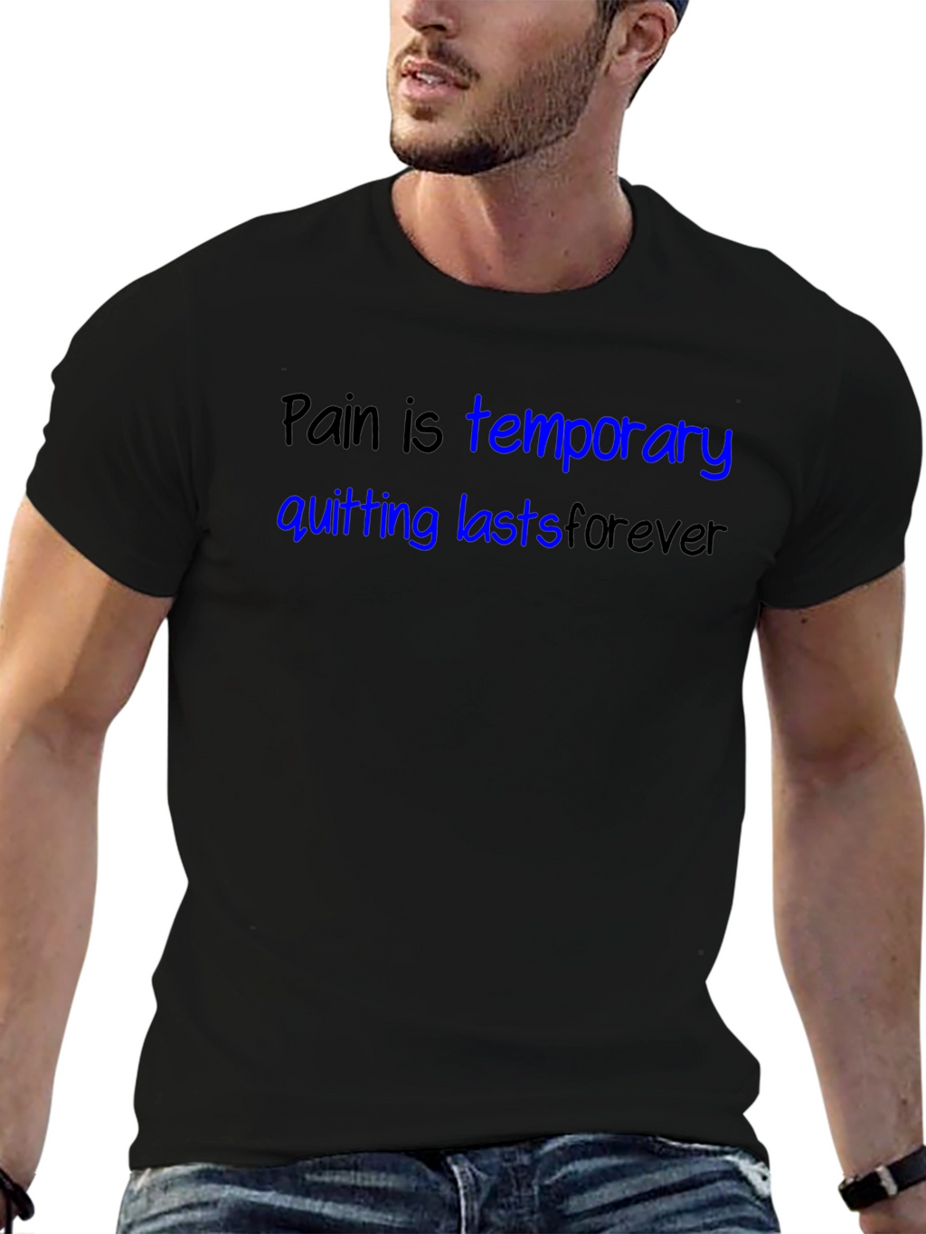 Motivational Pain is Temporary Black T-Shirt
