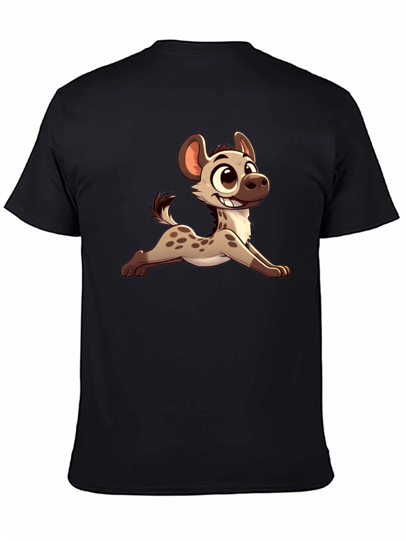 Cartoon Hyena Black T-Shirt