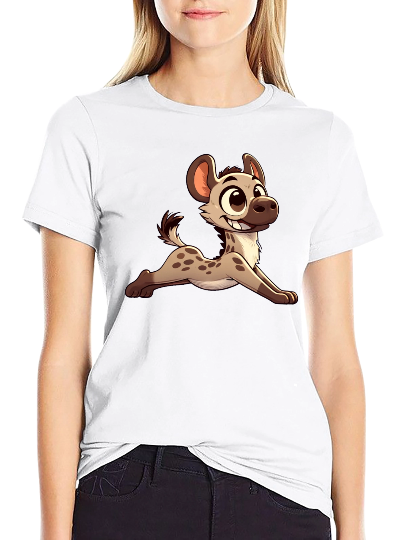 Cartoon Hyena Black T-Shirt