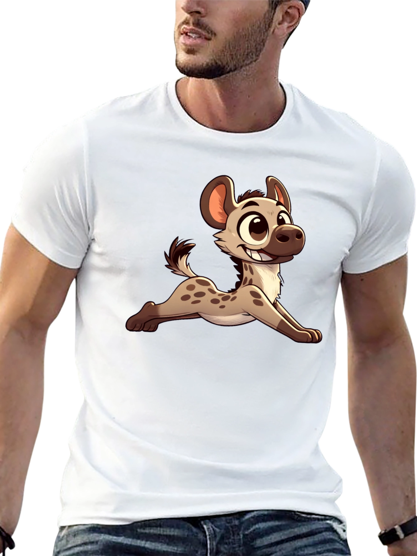 Cartoon Hyena Black T-Shirt