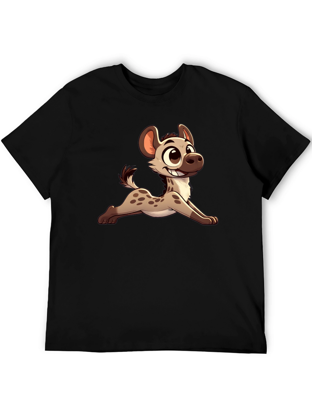 Cartoon Hyena Black T-Shirt