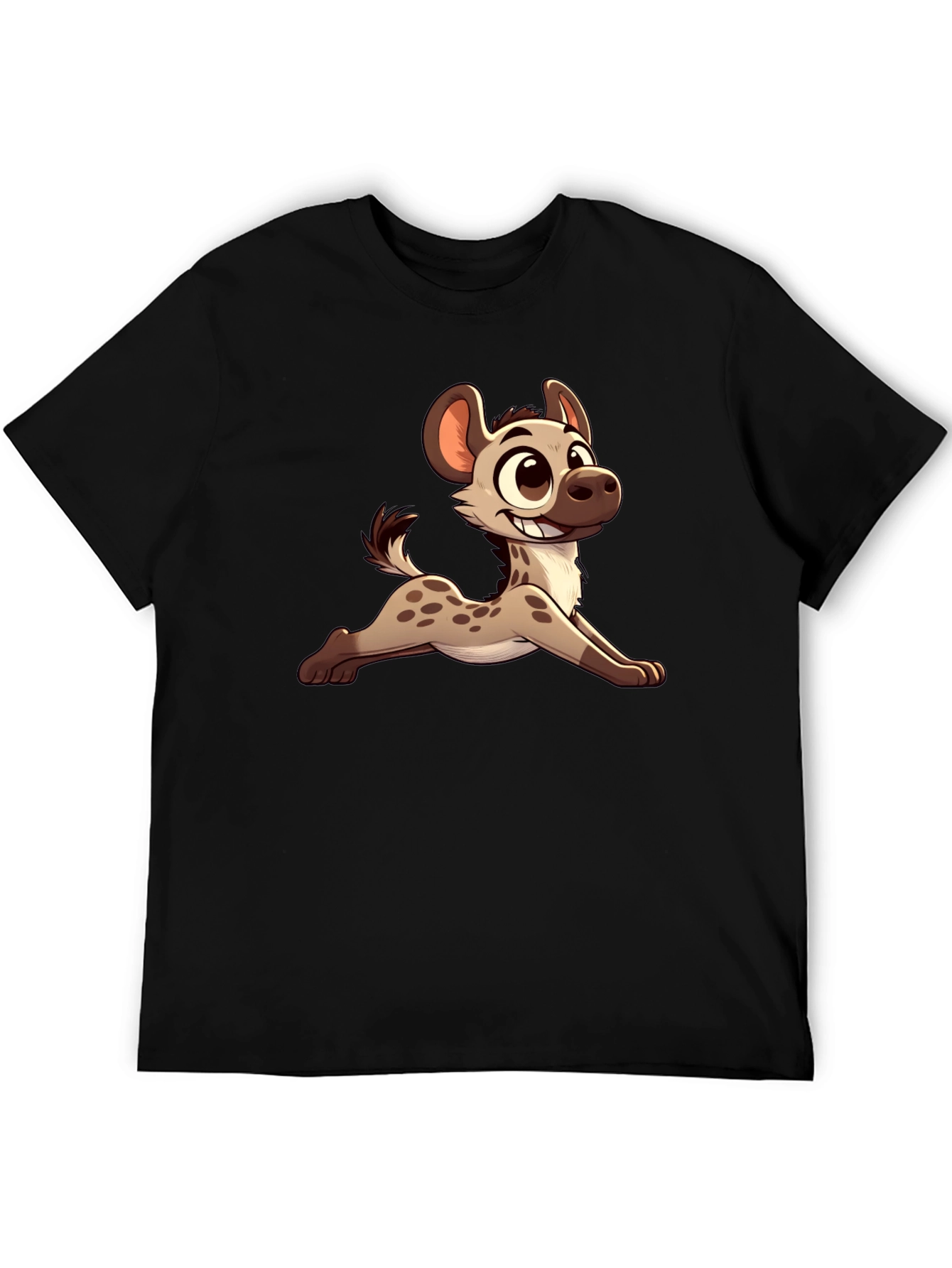 Cartoon Hyena Black T-Shirt