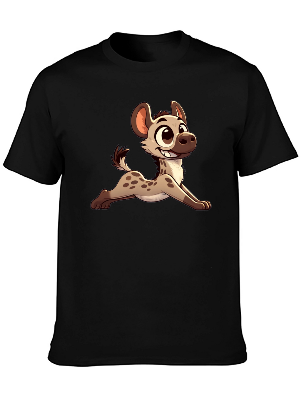 Cartoon Hyena Black T-Shirt