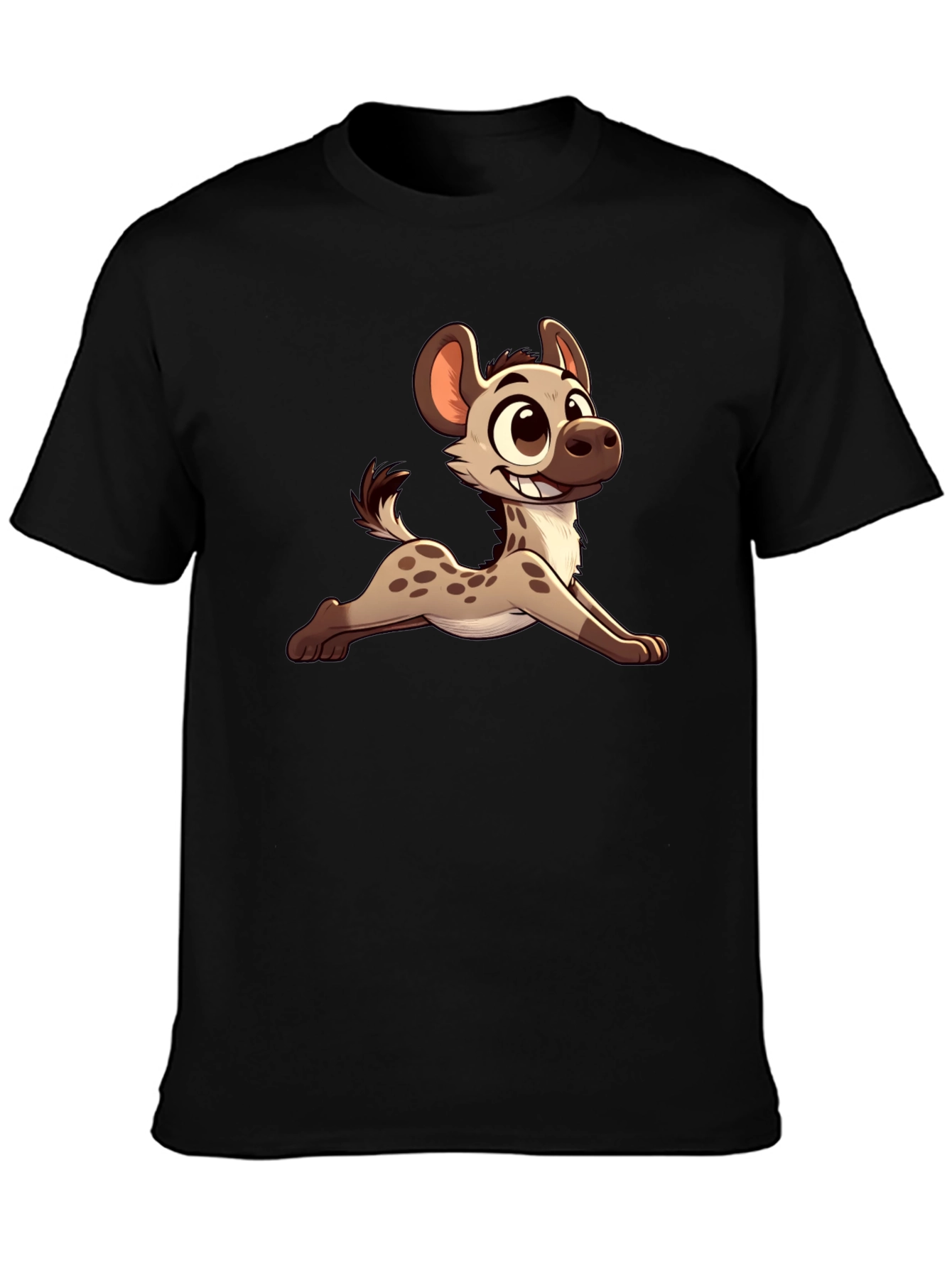 Cartoon Hyena Black T-Shirt