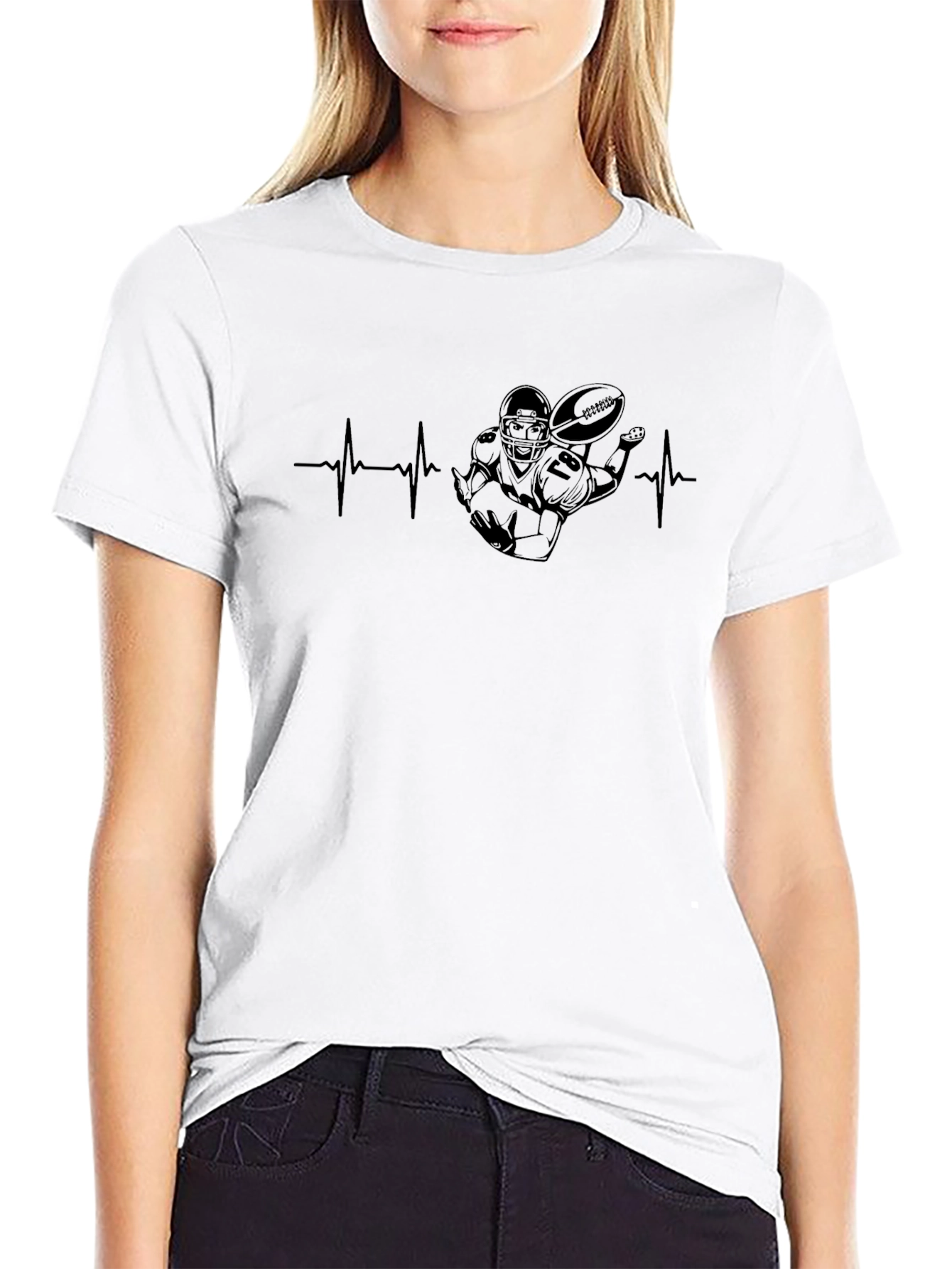 Football Heartbeat T-Shirt - Stylish Fan Apparel