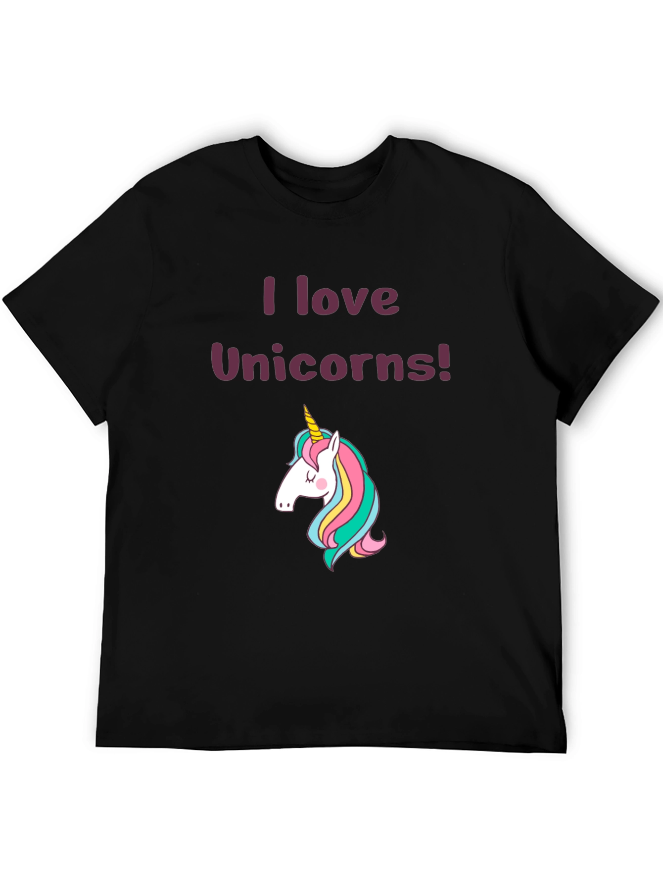 I Love Unicorns Graphic Tee - Black T-Shirt