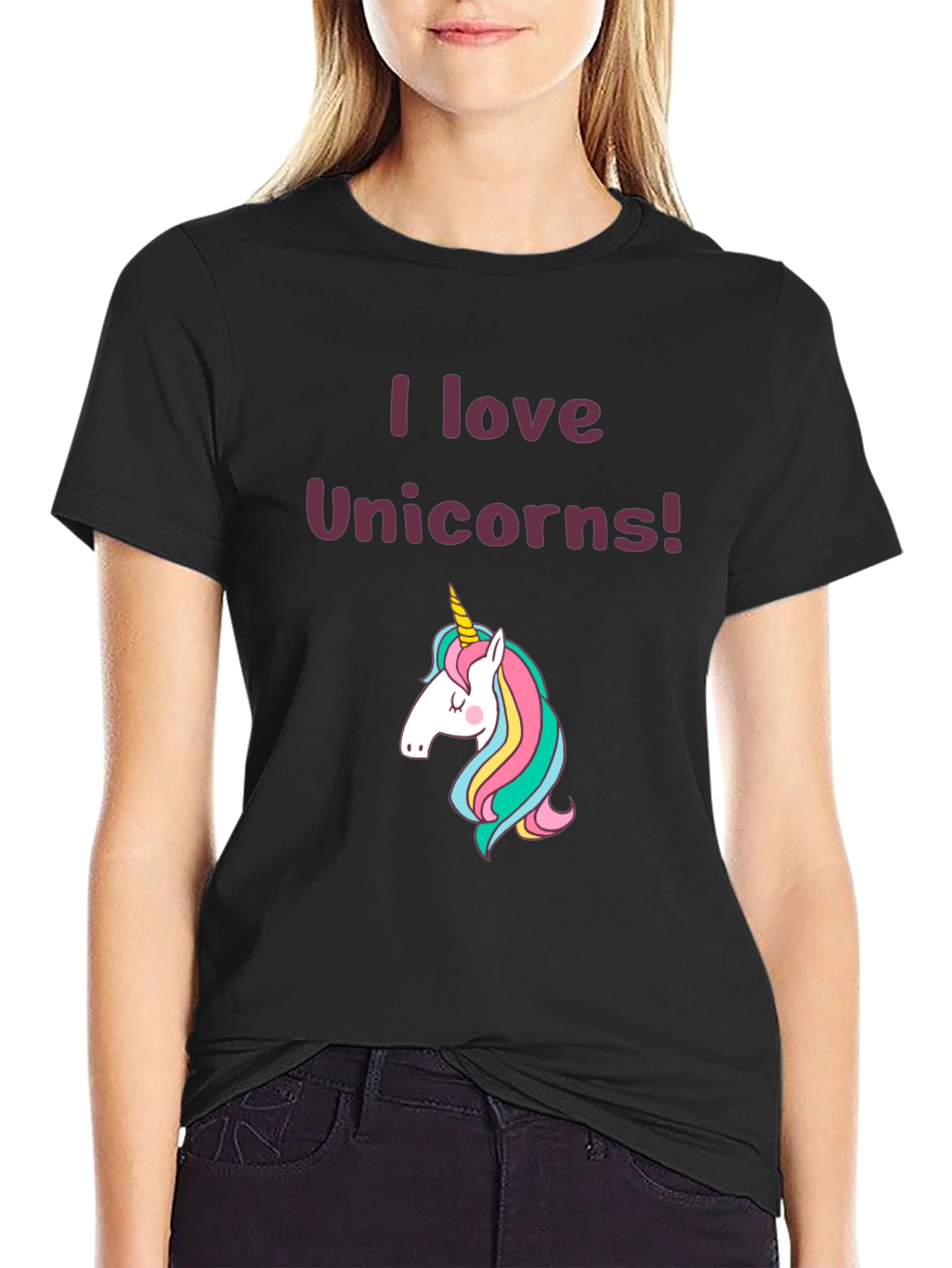 I Love Unicorns Graphic Tee - Black T-Shirt