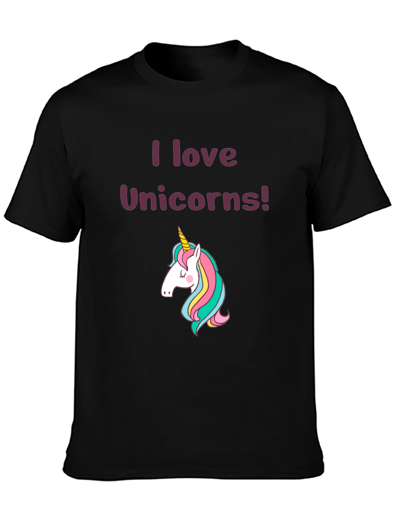 I Love Unicorns Graphic Tee - Black T-Shirt