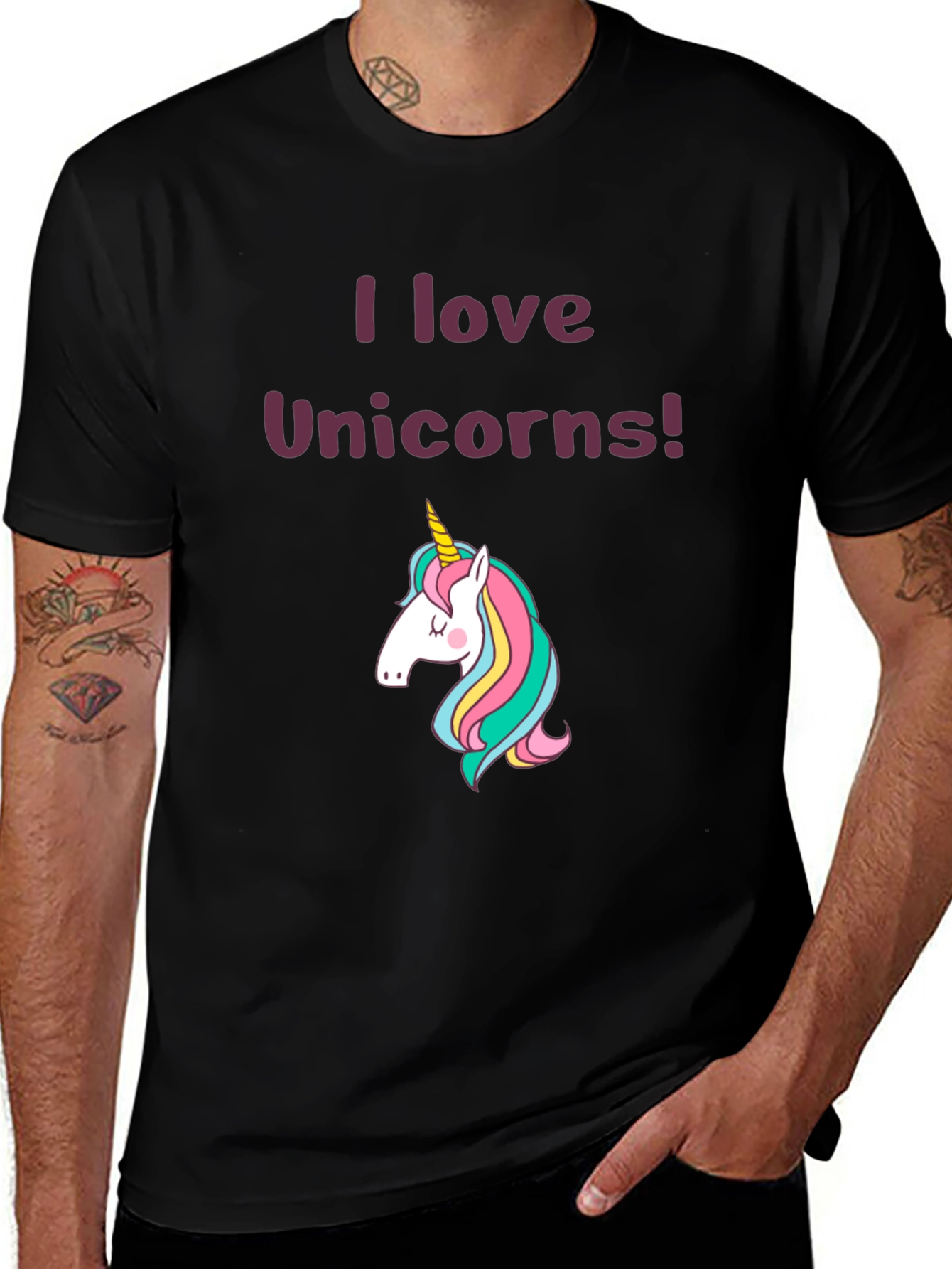 I Love Unicorns Graphic Tee - Black T-Shirt
