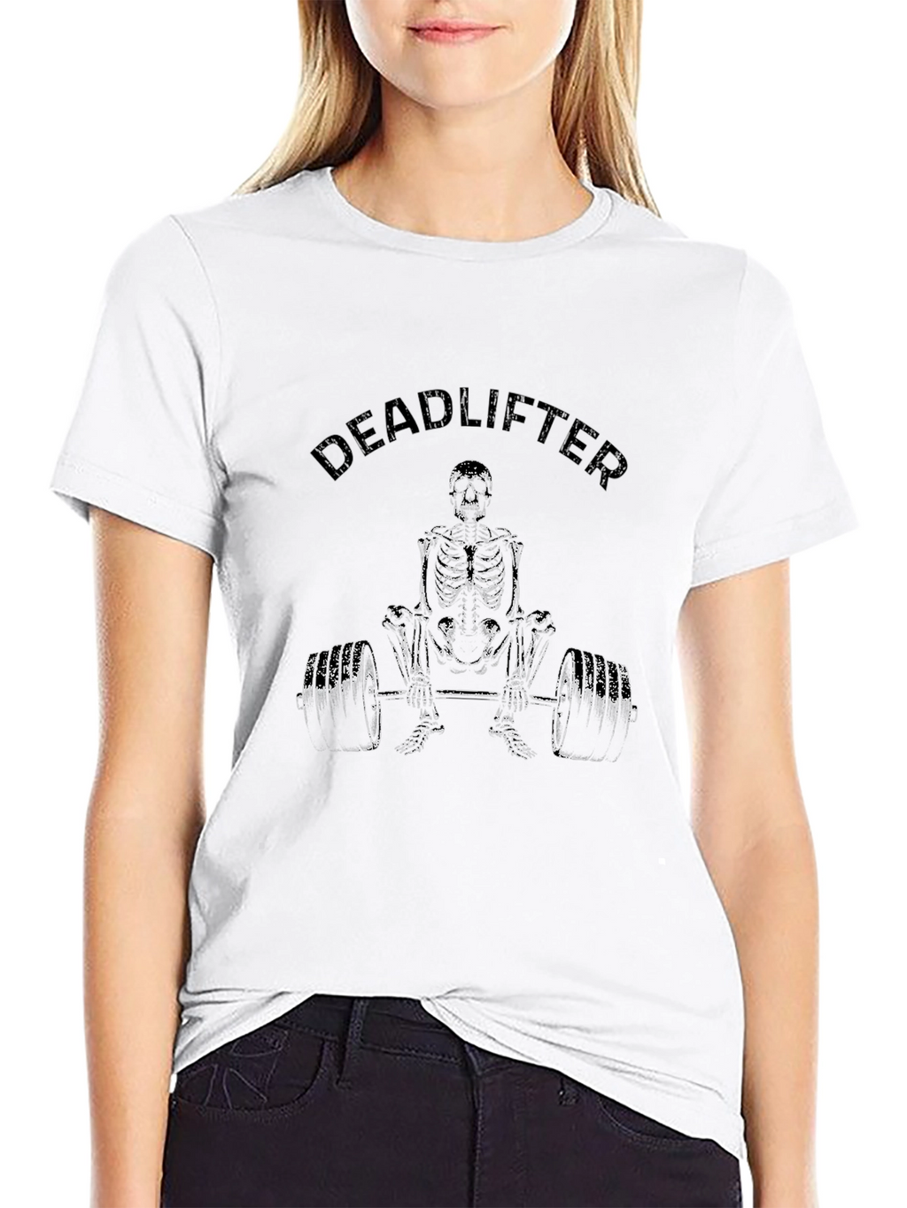 Deadlifter Skeleton Graphic Tee - Black Cotton T-Shirt