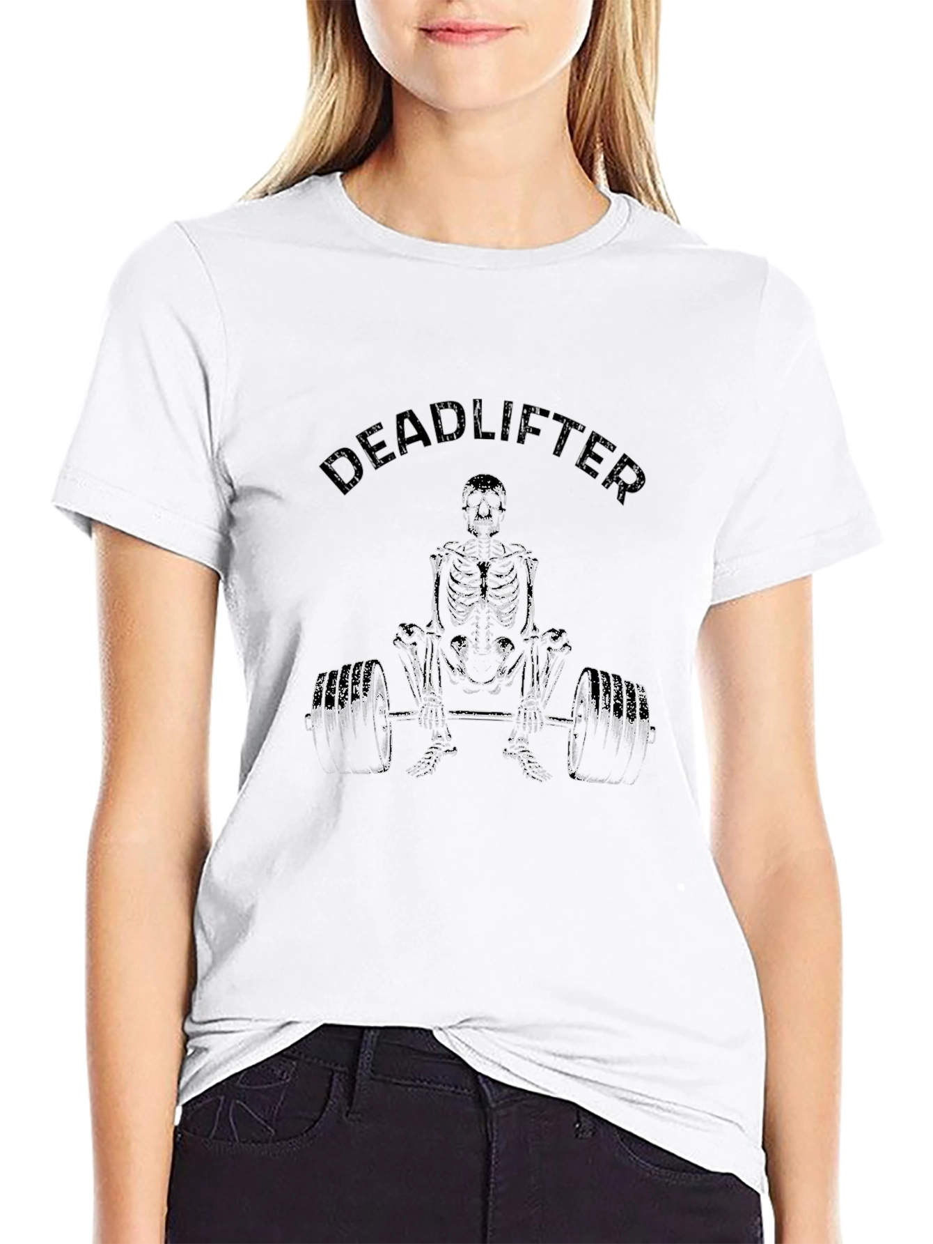 Deadlifter Skeleton Graphic Tee - Black Cotton T-Shirt