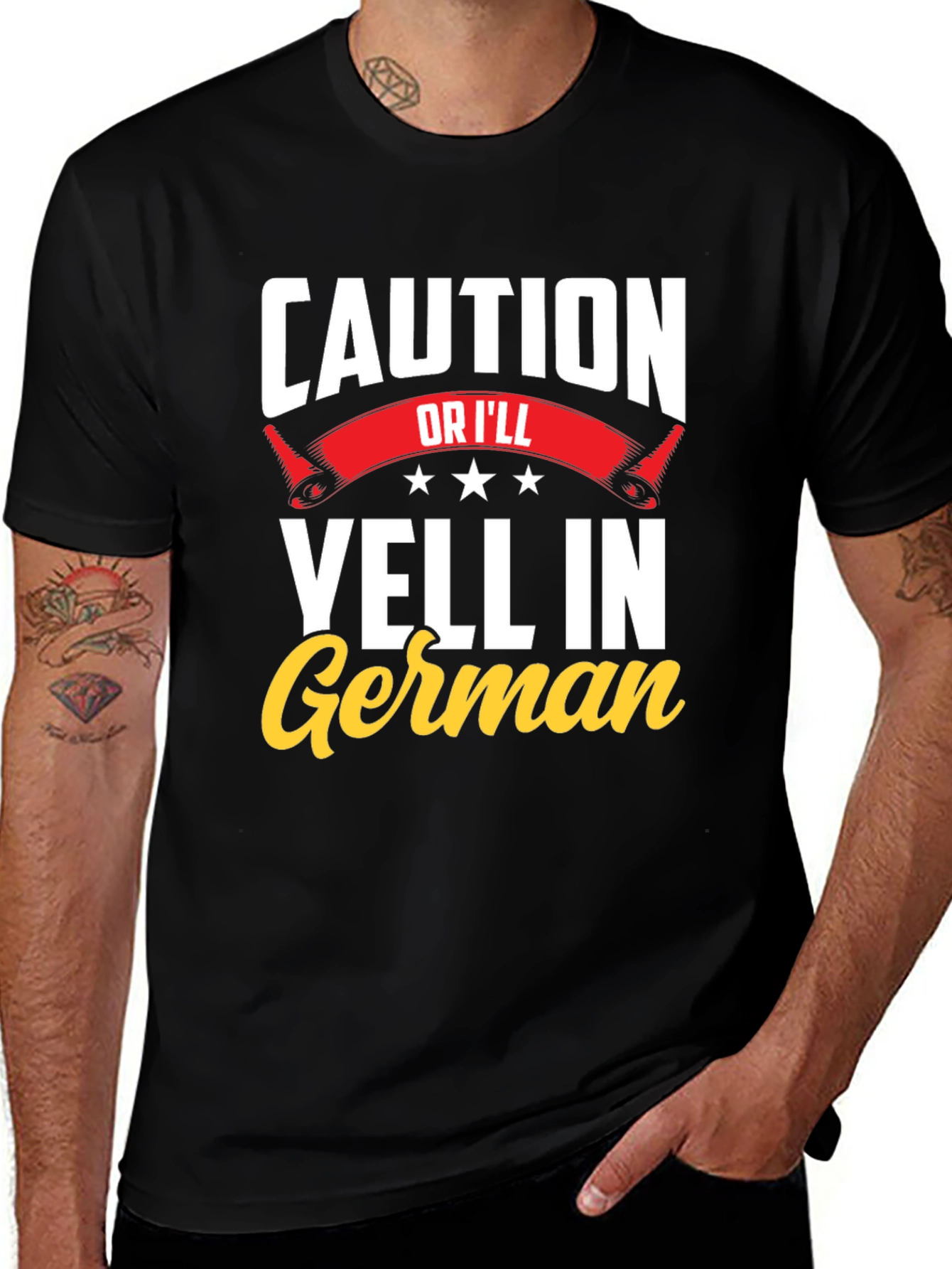 Caution Ill Yell in German T-Shirt - Funny