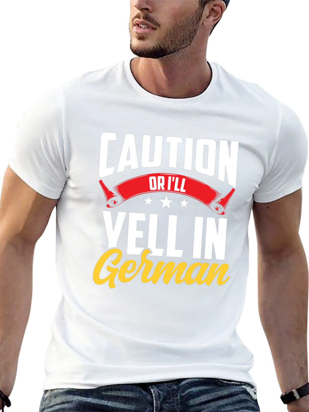 Caution Ill Yell in German T-Shirt - Funny