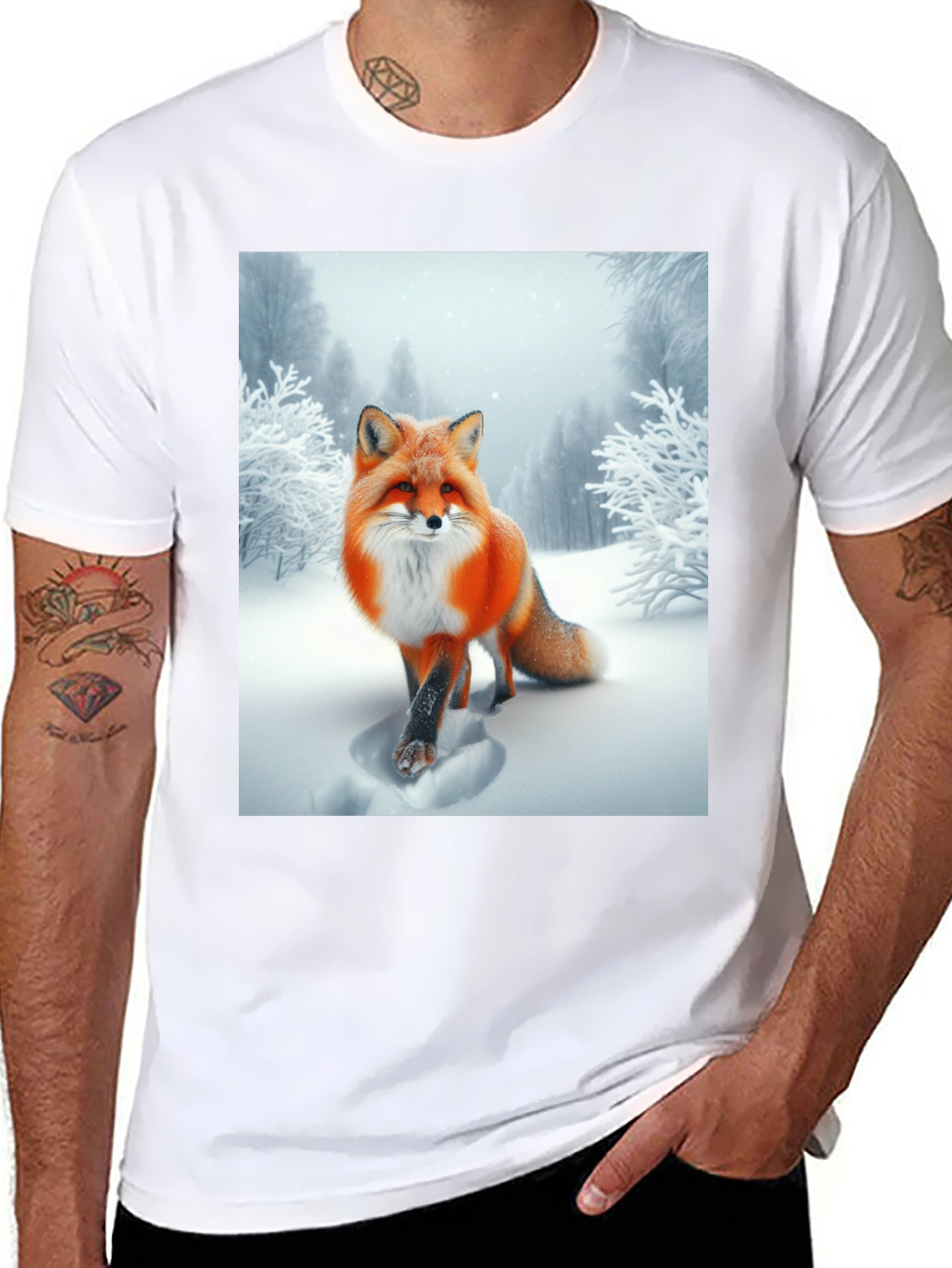 Fox in Snow Graphic Tee - Stylish Unisex T-Shirt