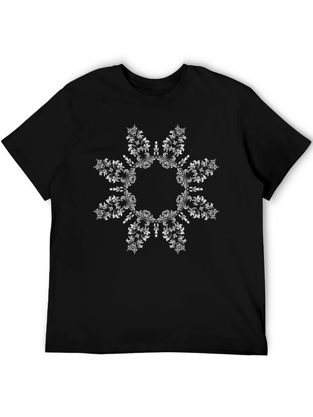 Floral Mandala Graphic Black Tee