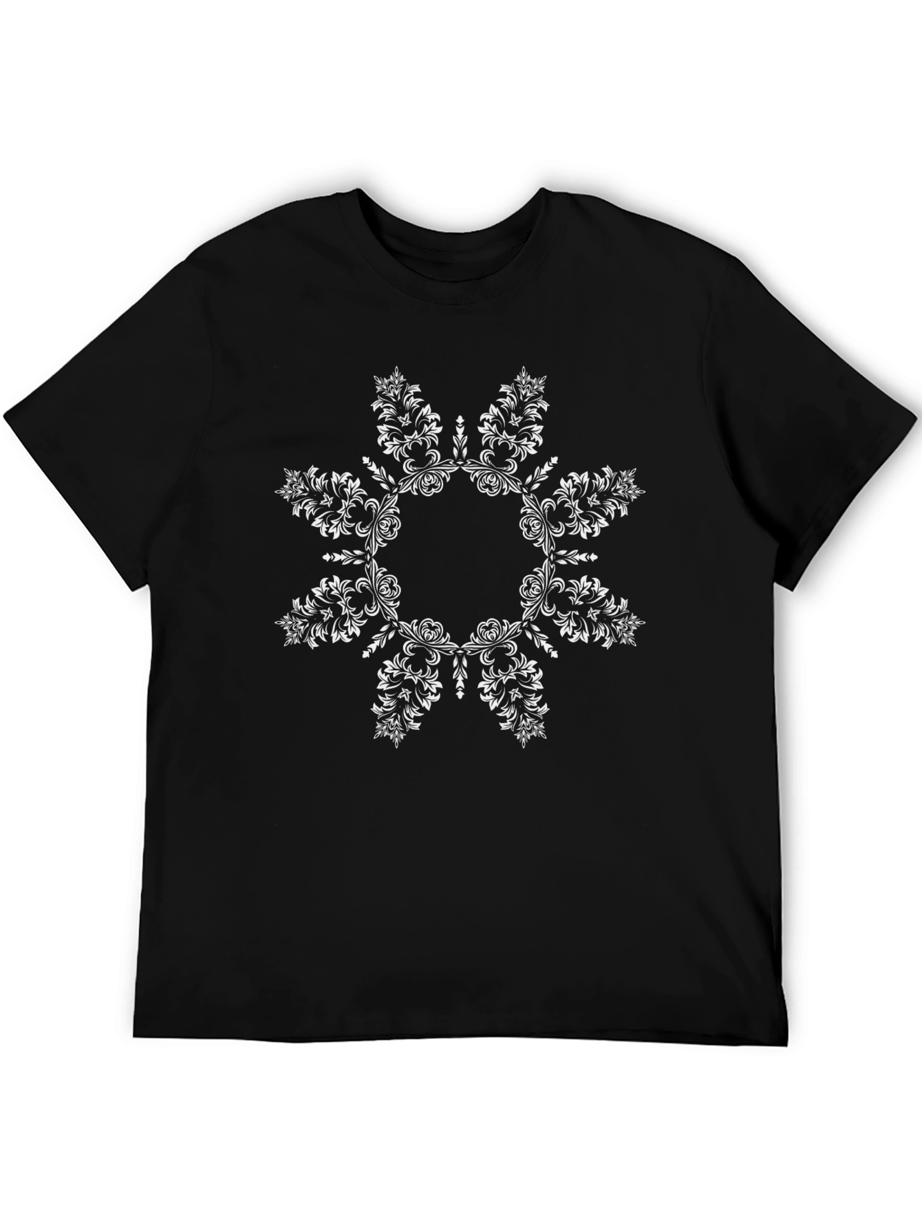 Floral Mandala Graphic Black Tee